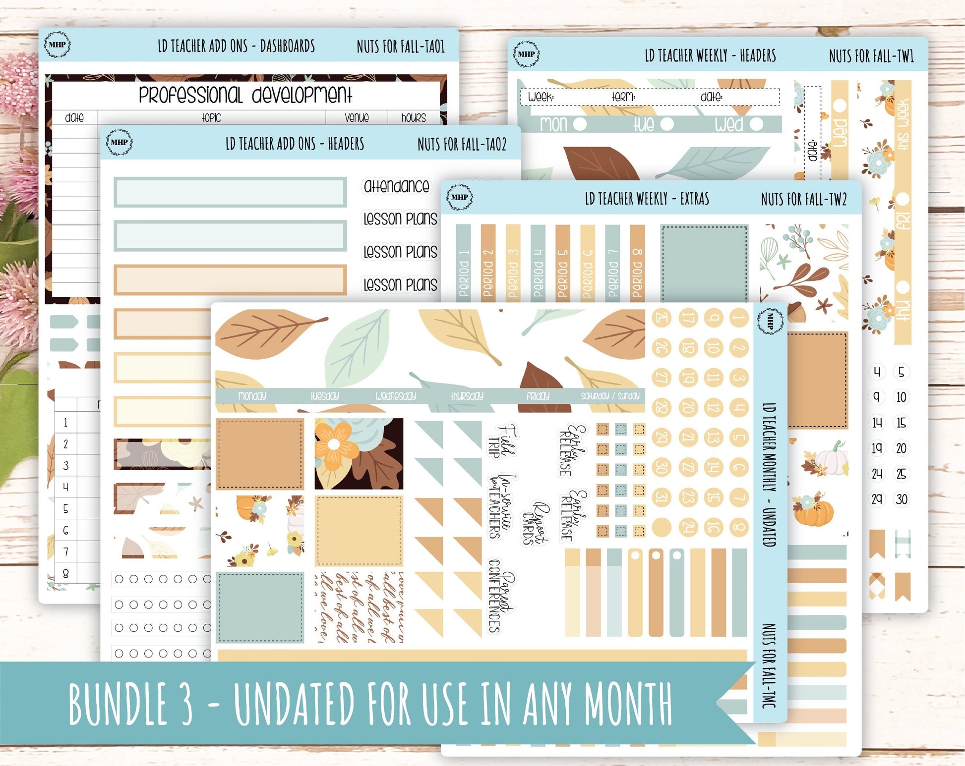 OCTOBER Stickers for Laurel Denise Teacher Planners. "Nuts for Fall" || TNF
