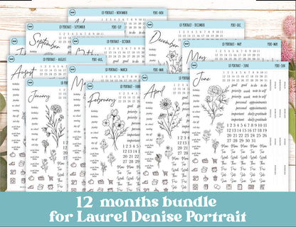 Minimalist Stickers for Laurel Denise Portrait Planners. || LD-P