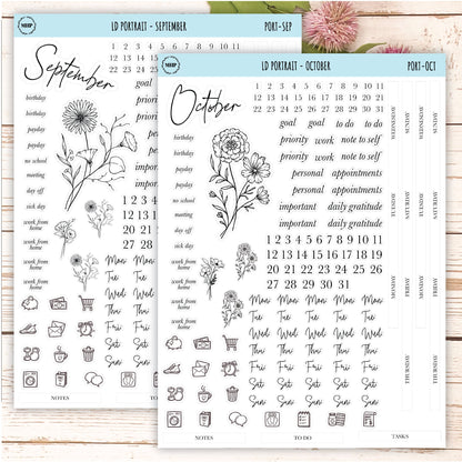 Minimalist Stickers for Laurel Denise Portrait Planners. || LD-P
