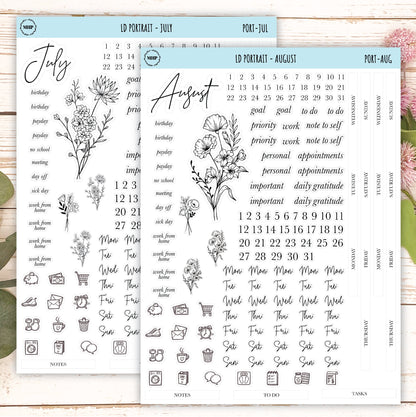 Minimalist Stickers for Laurel Denise Portrait Planners. || LD-P
