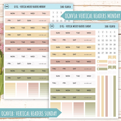 Neutral Color Stickers for OG Laurel Denise Planners. JUNE || OGNJUN