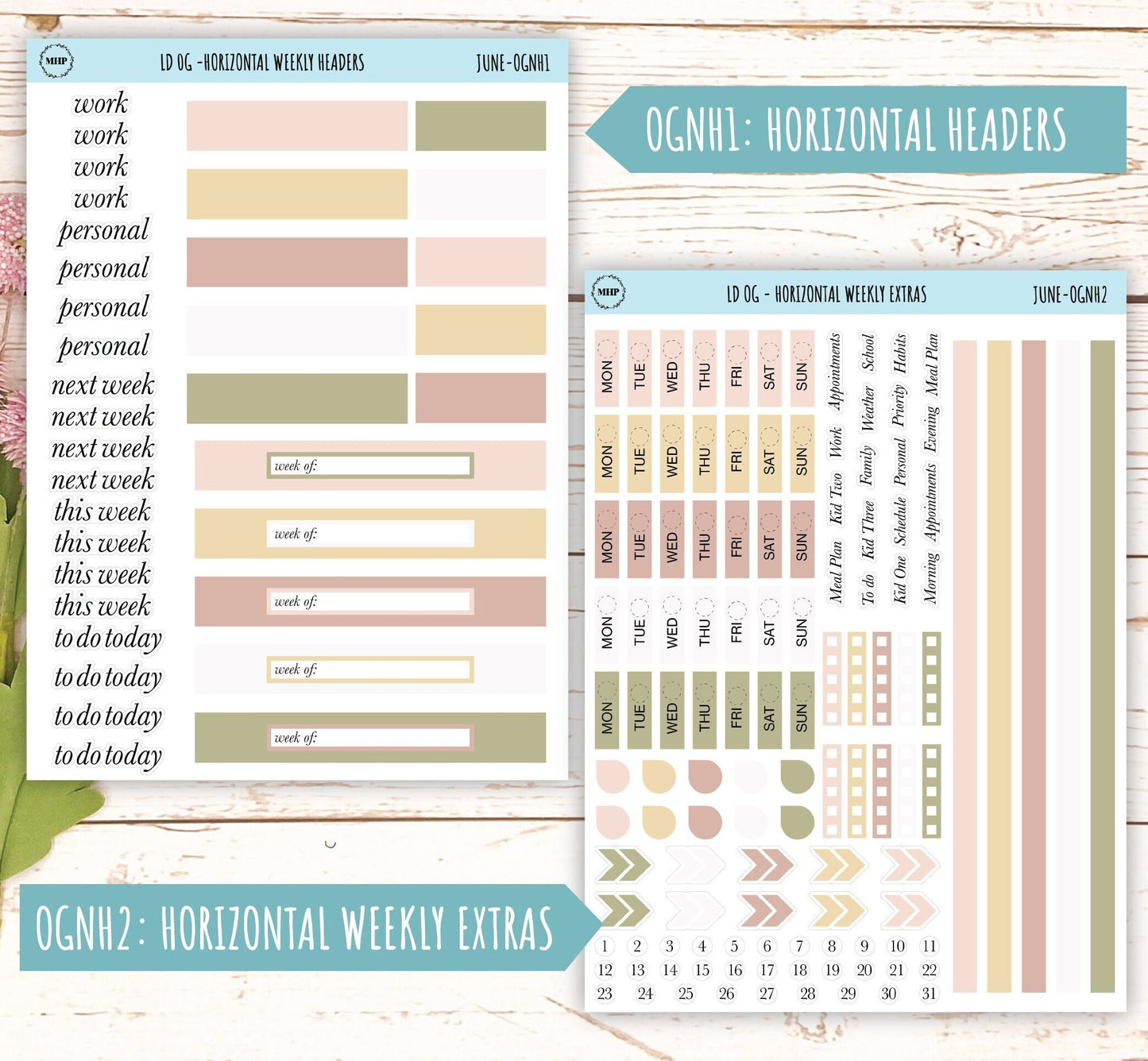 Neutral Color Stickers for OG Laurel Denise Planners. JUNE || OGNJUN