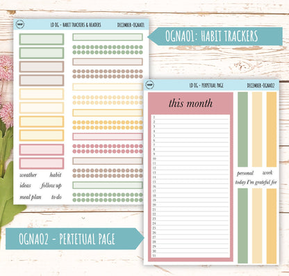 Neutral Color Stickers for OG Laurel Denise Planners. DECEMBER || OGNDEC