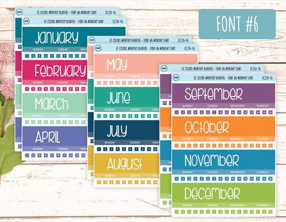 Monthly Headers Set for 7x9 Erin Condren. Planner Stickers || EC201