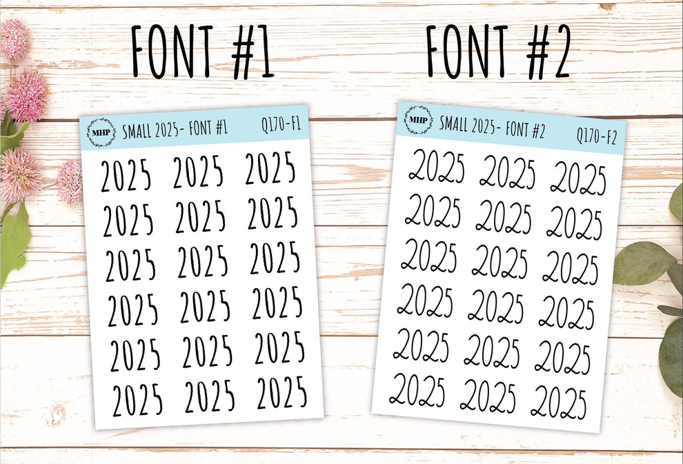 2025 Small Year Stickers for Planners || Q170 – My Happy Place Stickers