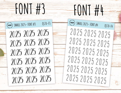 2025 Small Year Stickers for Planners || Q170