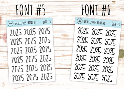 2025 Small Year Stickers for Planners || Q170
