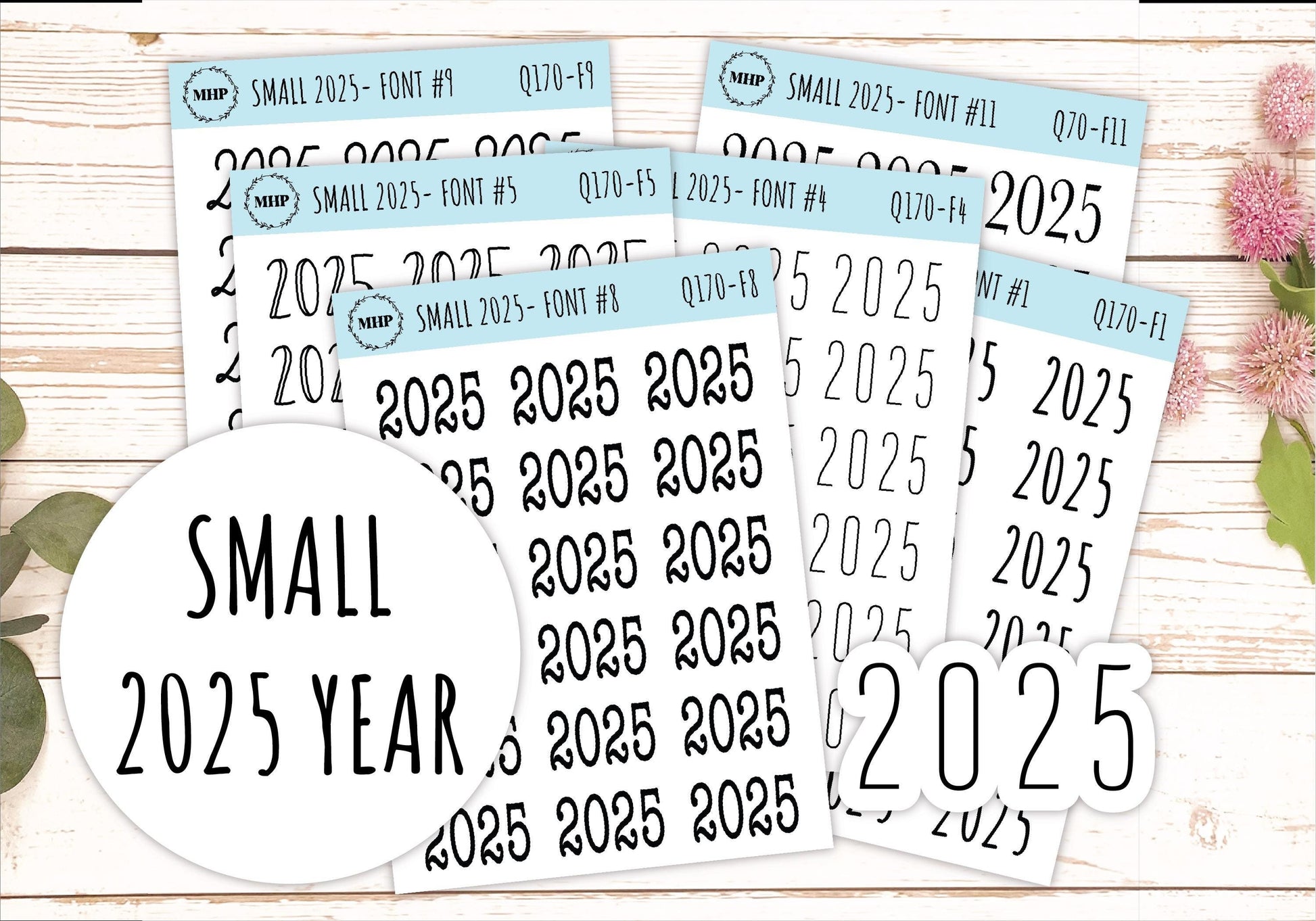 2025 Small Year Stickers for Planners || Q170