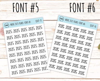 Mini 2025 Year Stickers for Bullet Journals and Planners || Q169