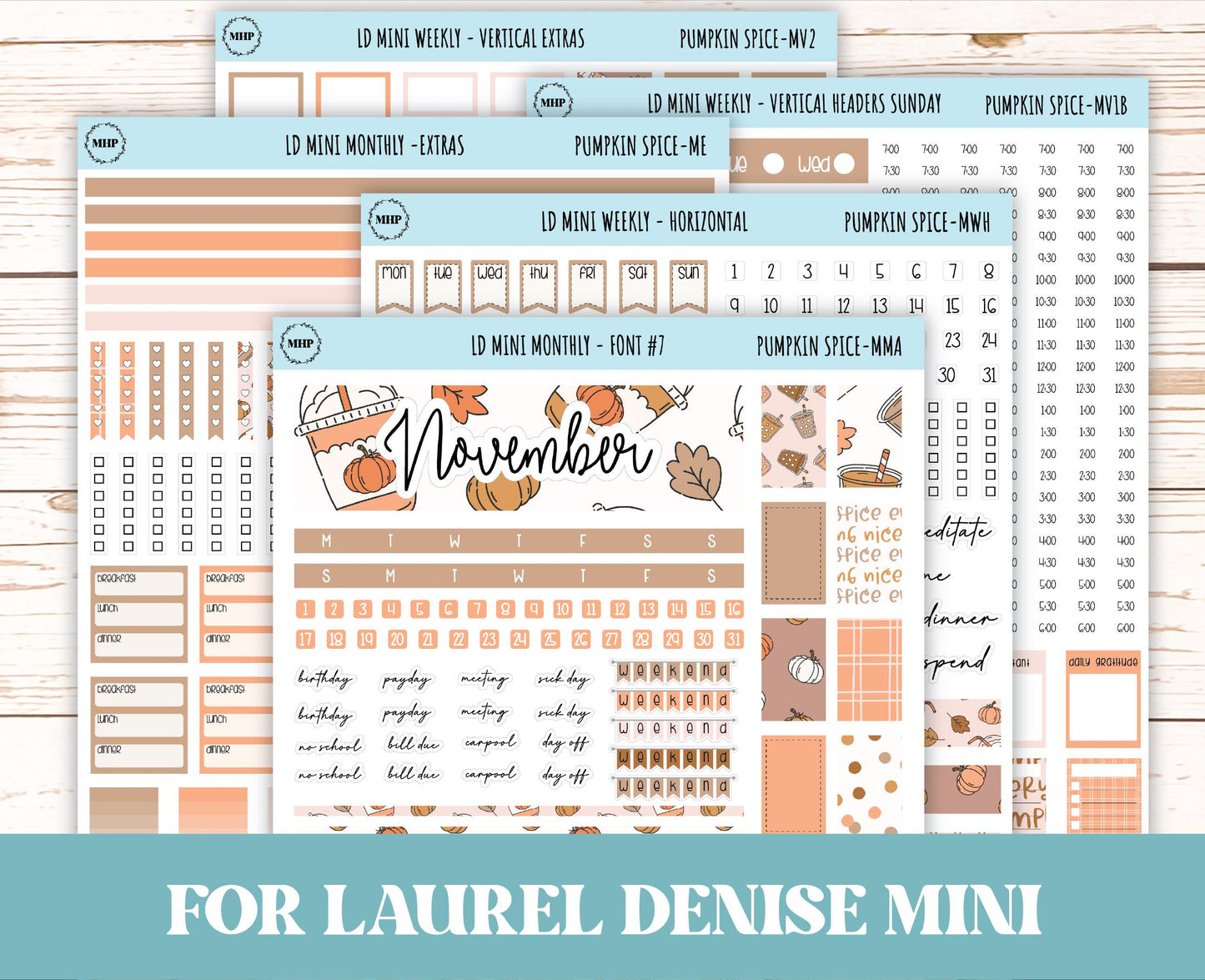 November Stickers for MINI Laurel Denise Planners "Pumpkin Spice" || MPS