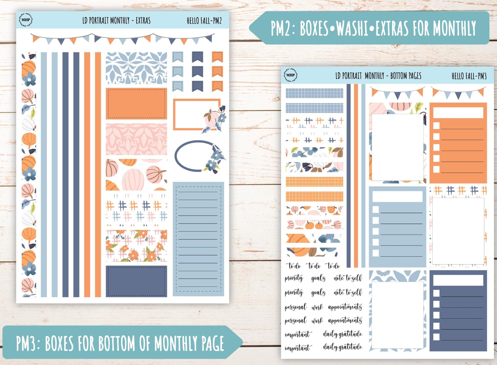 NOVEMBER Stickers for Laurel Denise Portrait Planners. "Hello Fall" || PHF