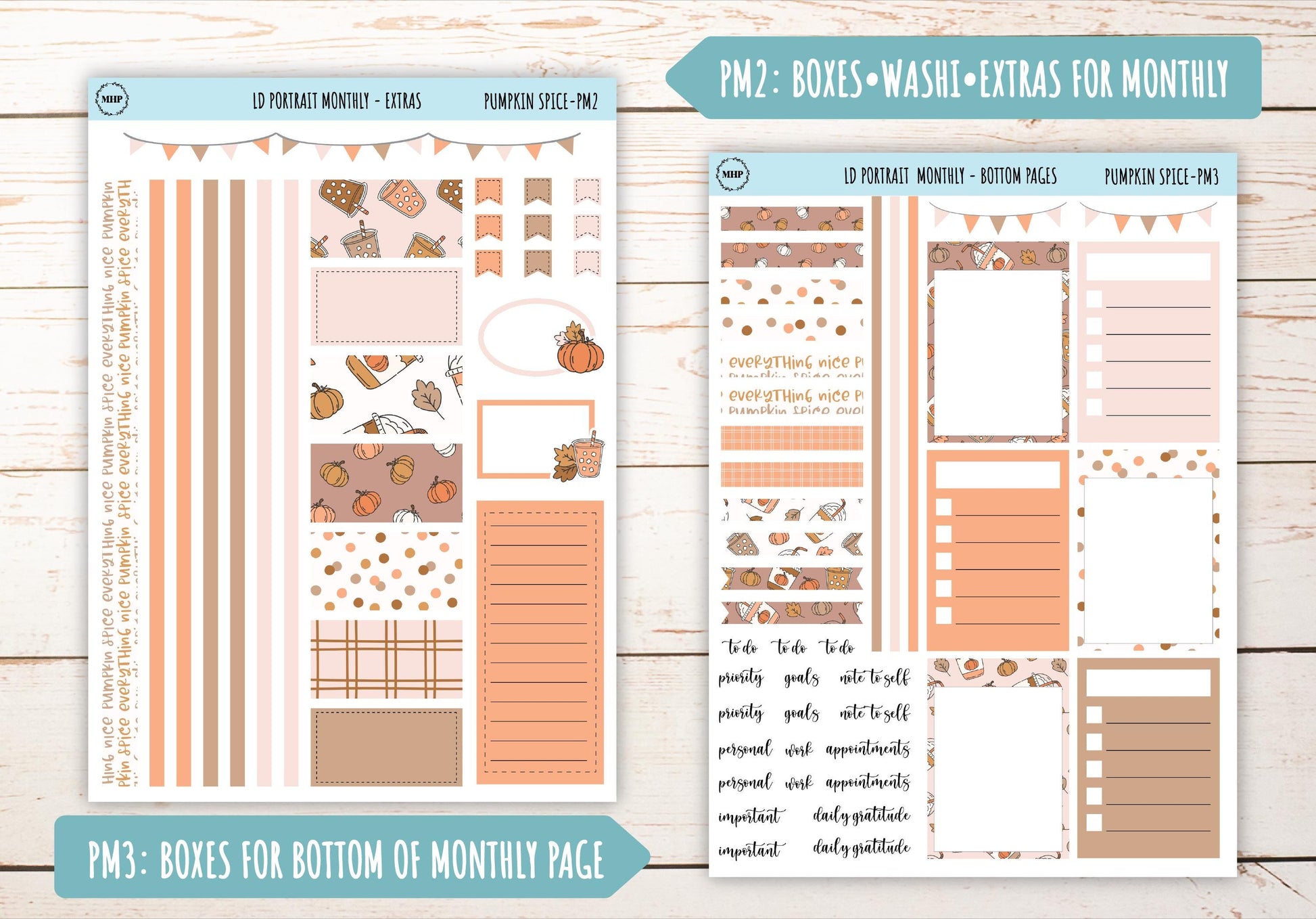 NOVEMBER Stickers for Laurel Denise Portrait Planners. "Pumpkin Spice" || PPS