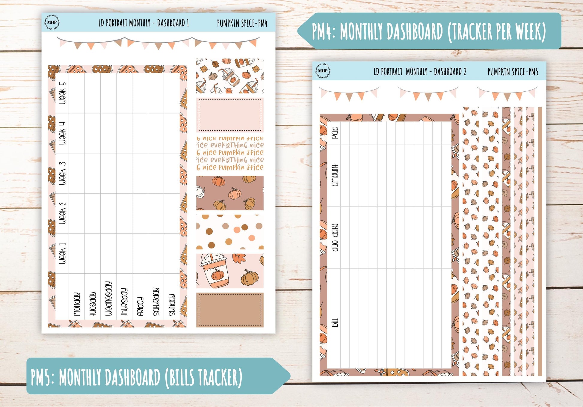 NOVEMBER Stickers for Laurel Denise Portrait Planners. "Pumpkin Spice" || PPS