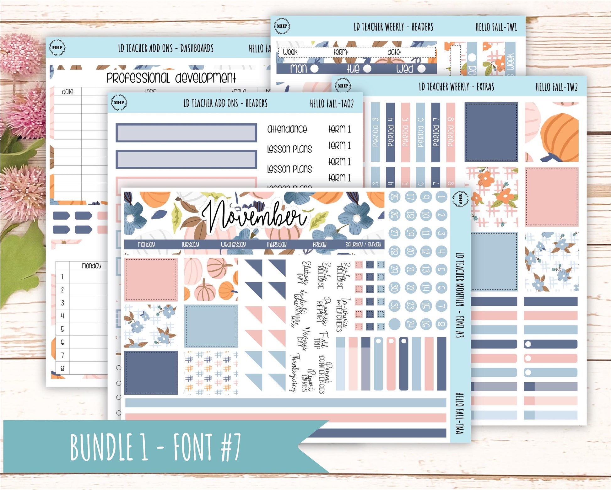 NOVEMBER Stickers for Laurel Denise Teacher Planners. "Hello Fall" || THF