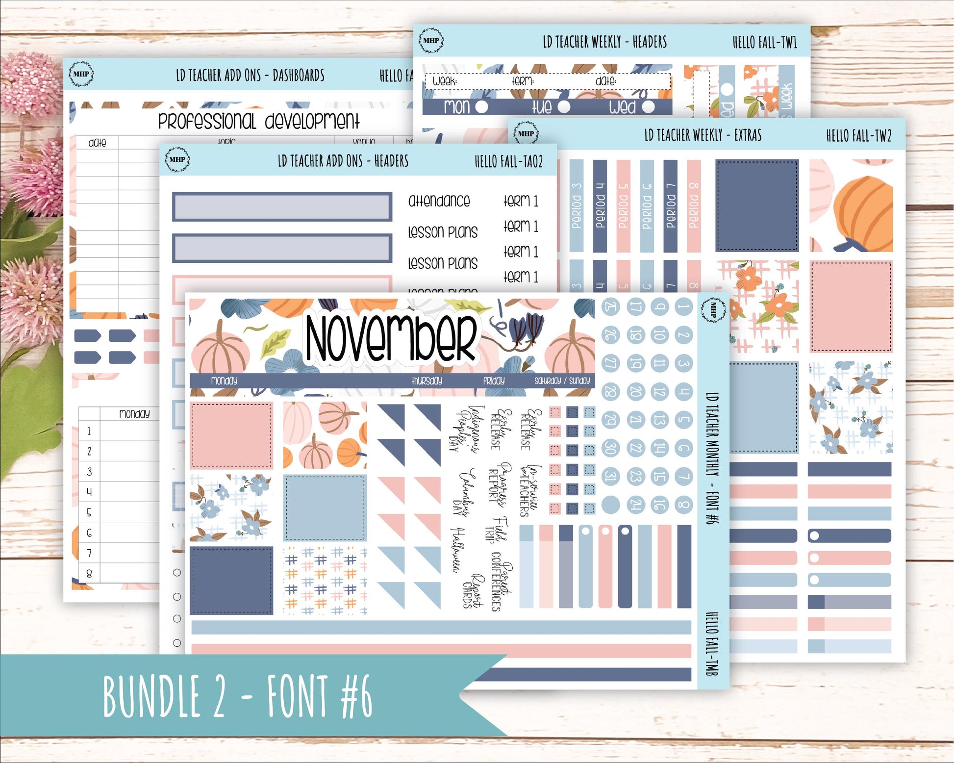 NOVEMBER Stickers for Laurel Denise Teacher Planners. "Hello Fall" || THF