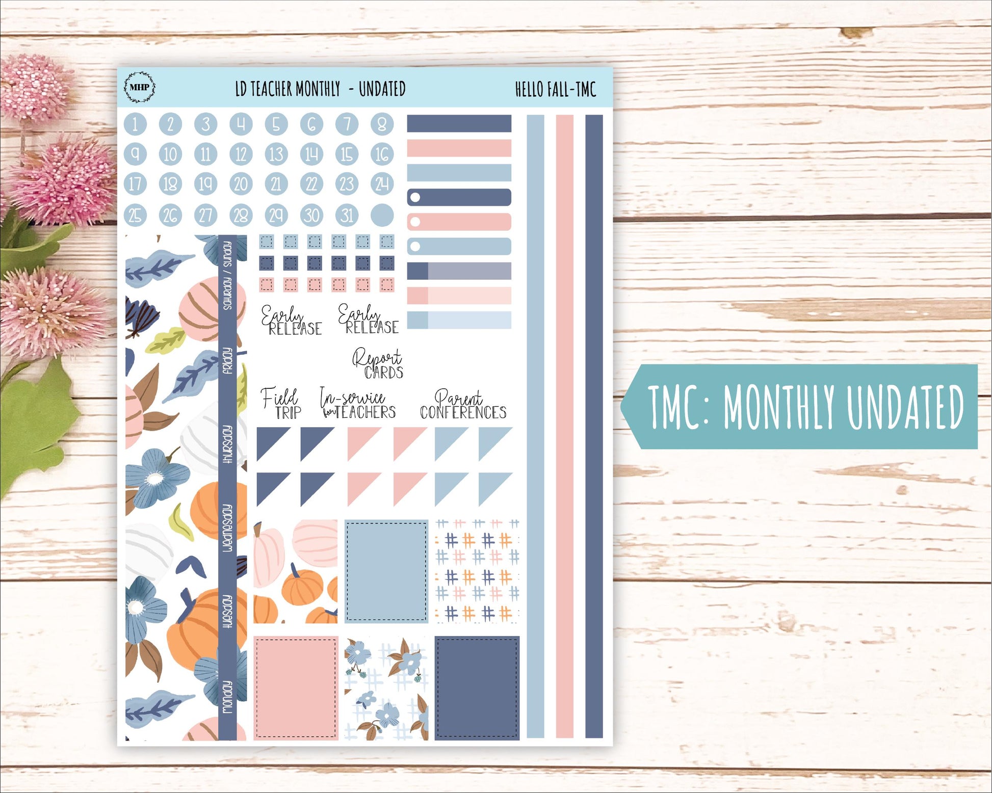 NOVEMBER Stickers for Laurel Denise Teacher Planners. "Hello Fall" || THF
