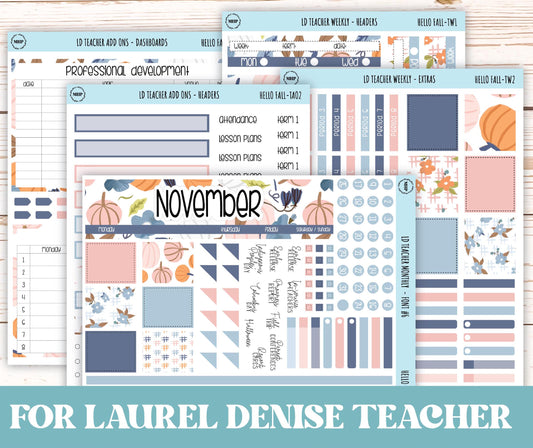NOVEMBER Stickers for Laurel Denise Teacher Planners. "Hello Fall" || THF