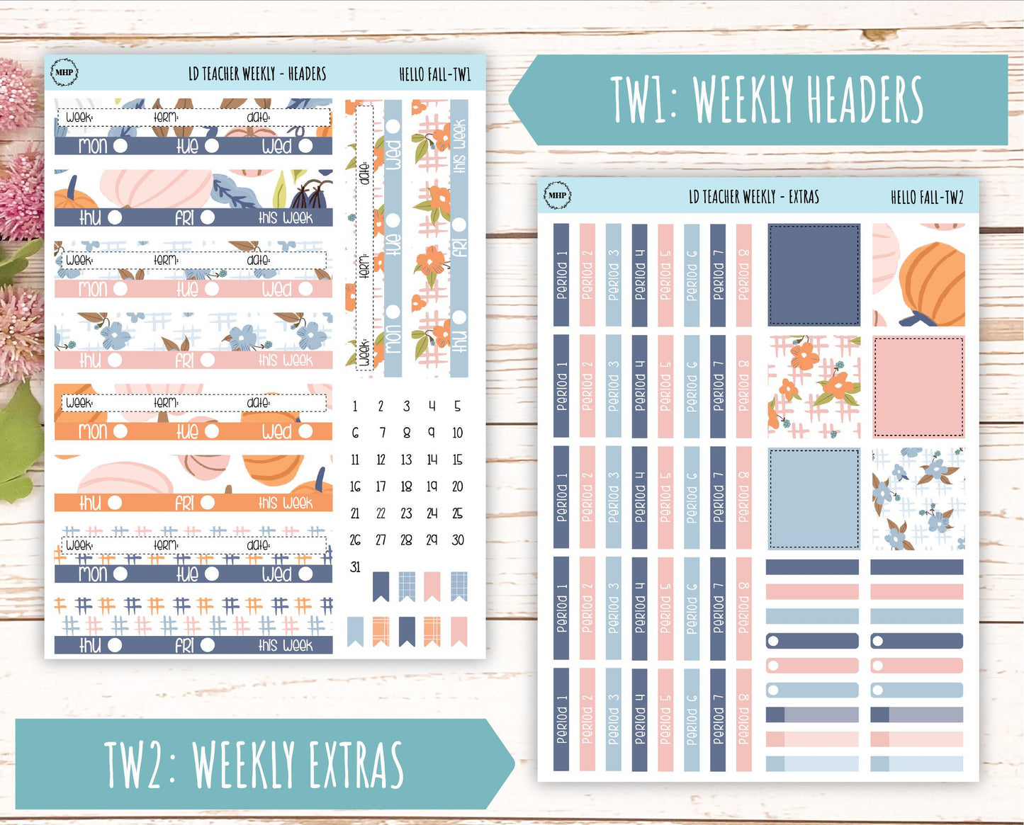 NOVEMBER Stickers for Laurel Denise Teacher Planners. "Hello Fall" || THF