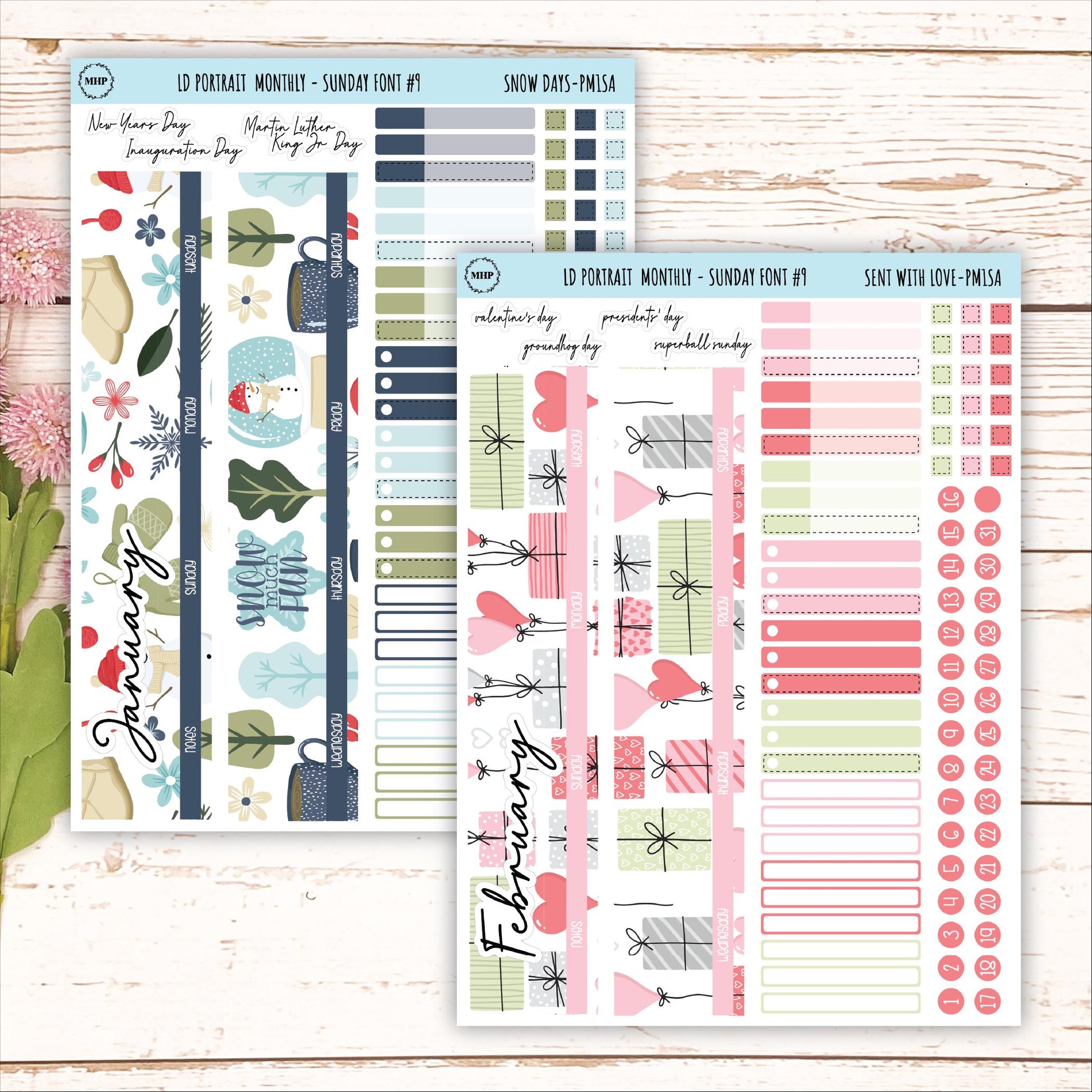 12 Monthly Sheet Set for Laurel Denise PORTRAIT Planner || LD407