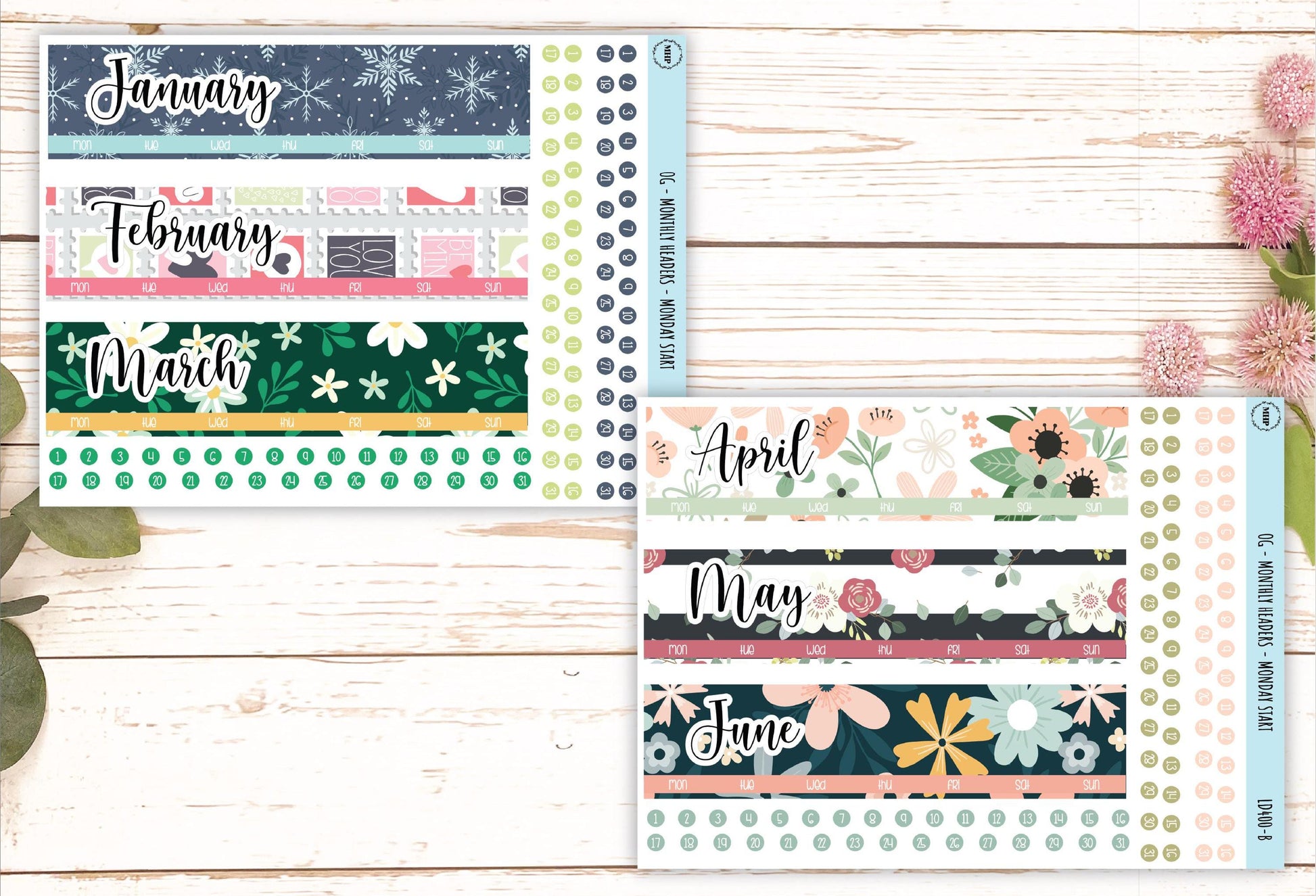 Monthly Headers Set for Laurel Denise ORIGINAL|| LD400 & LD401