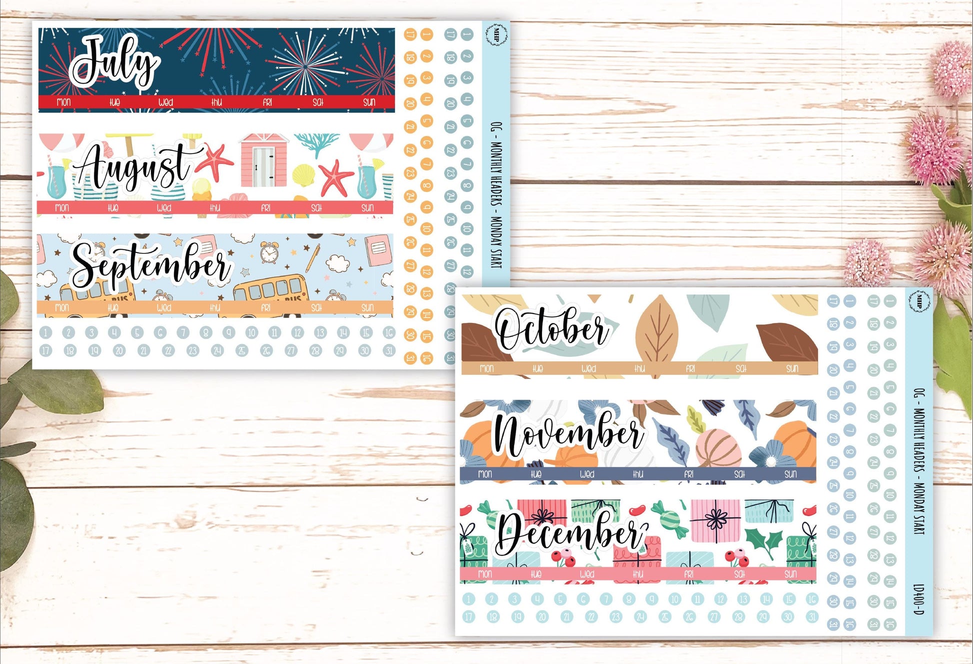 Monthly Headers Set for Laurel Denise ORIGINAL|| LD400 & LD401