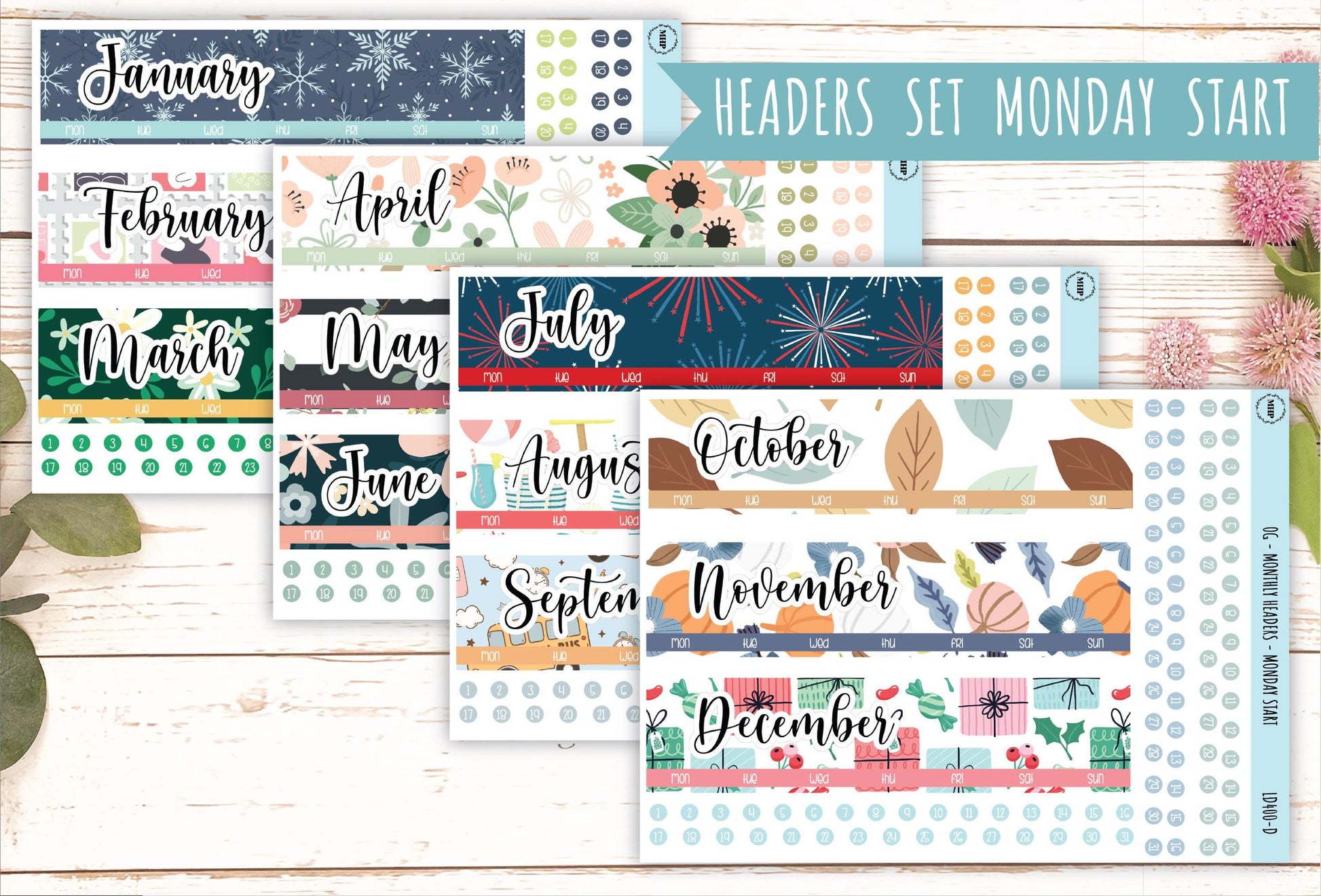 Monthly Headers Set for Laurel Denise ORIGINAL|| LD400 & LD401