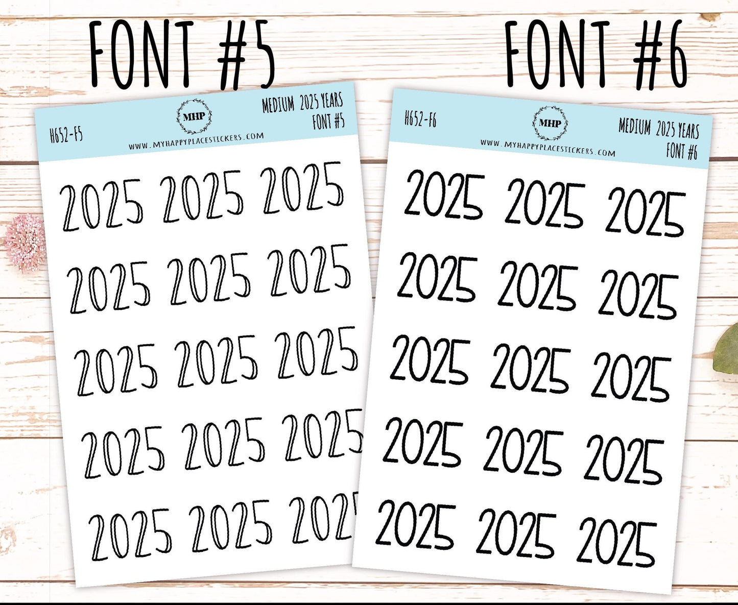 2025 Medium Year Stickers for Planners. || H652