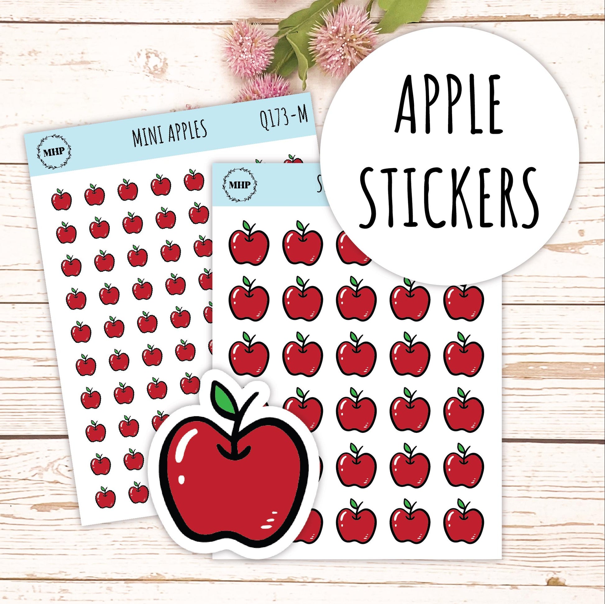 Apple Stickers. Planner Stickers || Q173