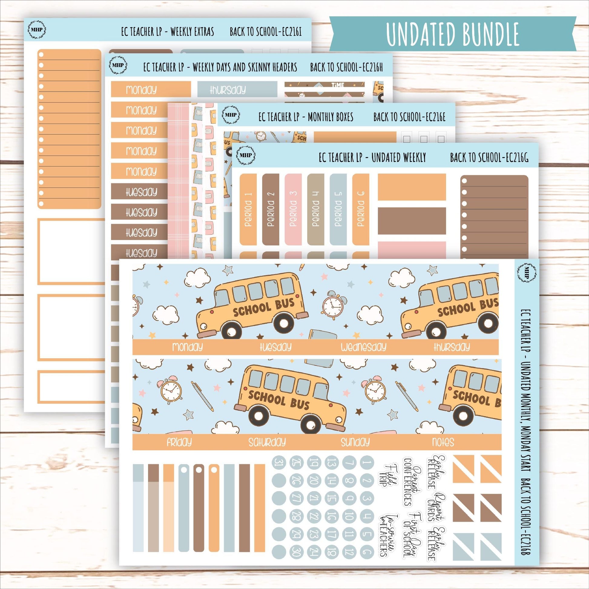 SEPTEMBER Stickers for EC Teacher Lesson Planner. "Back to School" || EC216BTS