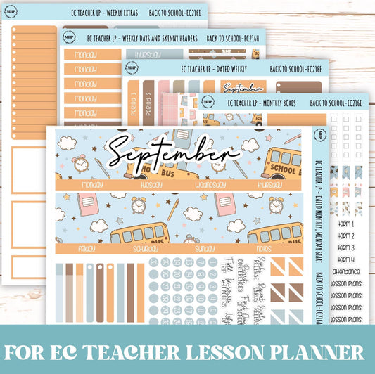 SEPTEMBER Stickers for EC Teacher Lesson Planner. "Back to School" || EC216BTS