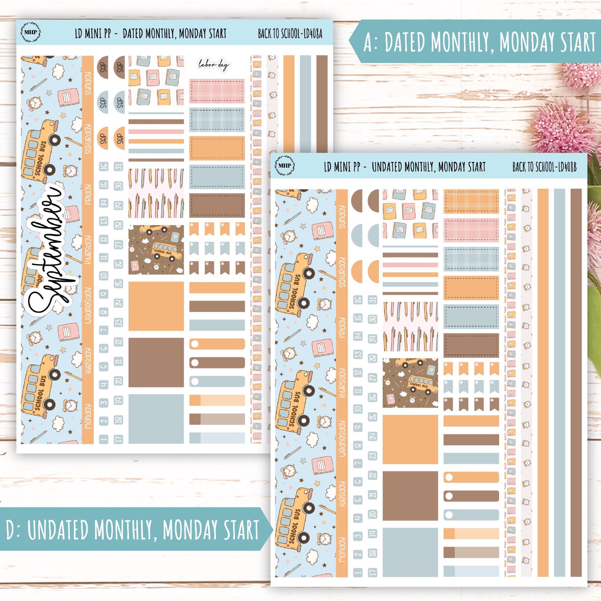 SEPTEMBER Stickers for LD Mini Project Planner "Back to School" || LD408BTS