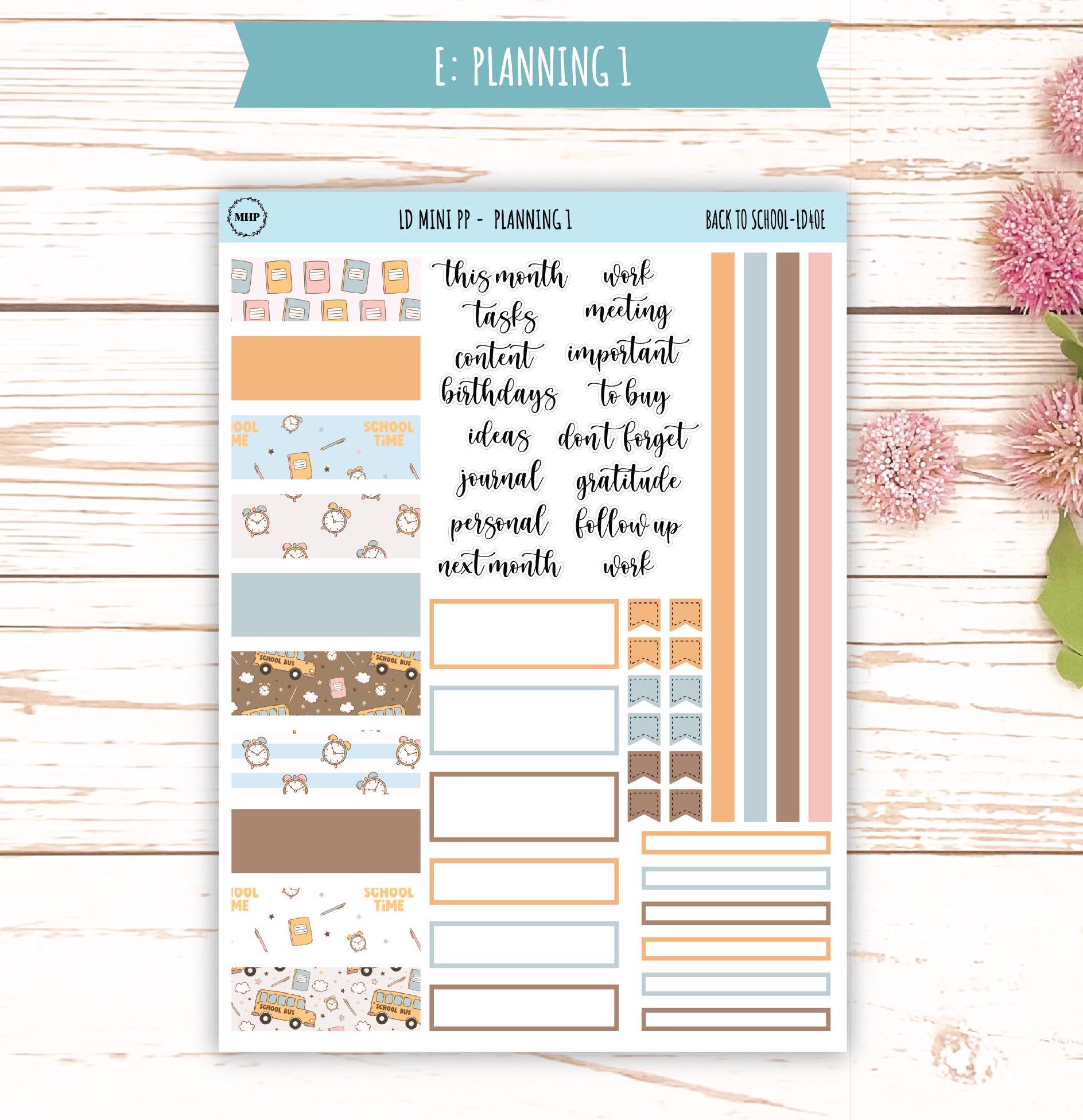 SEPTEMBER Stickers for LD Mini Project Planner "Back to School" || LD408BTS