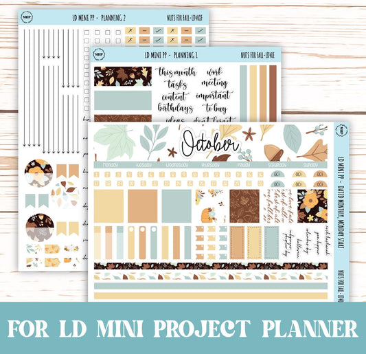 OCTOBER Stickers for LD Mini Project Planner "Nuts for Fall" || LD408NF
