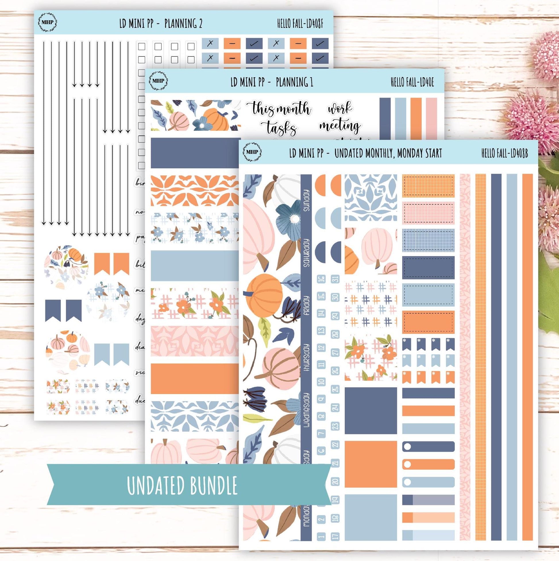 NOVEMBER Stickers for LD Mini Project Planner "Hello Fall" || LD408HF