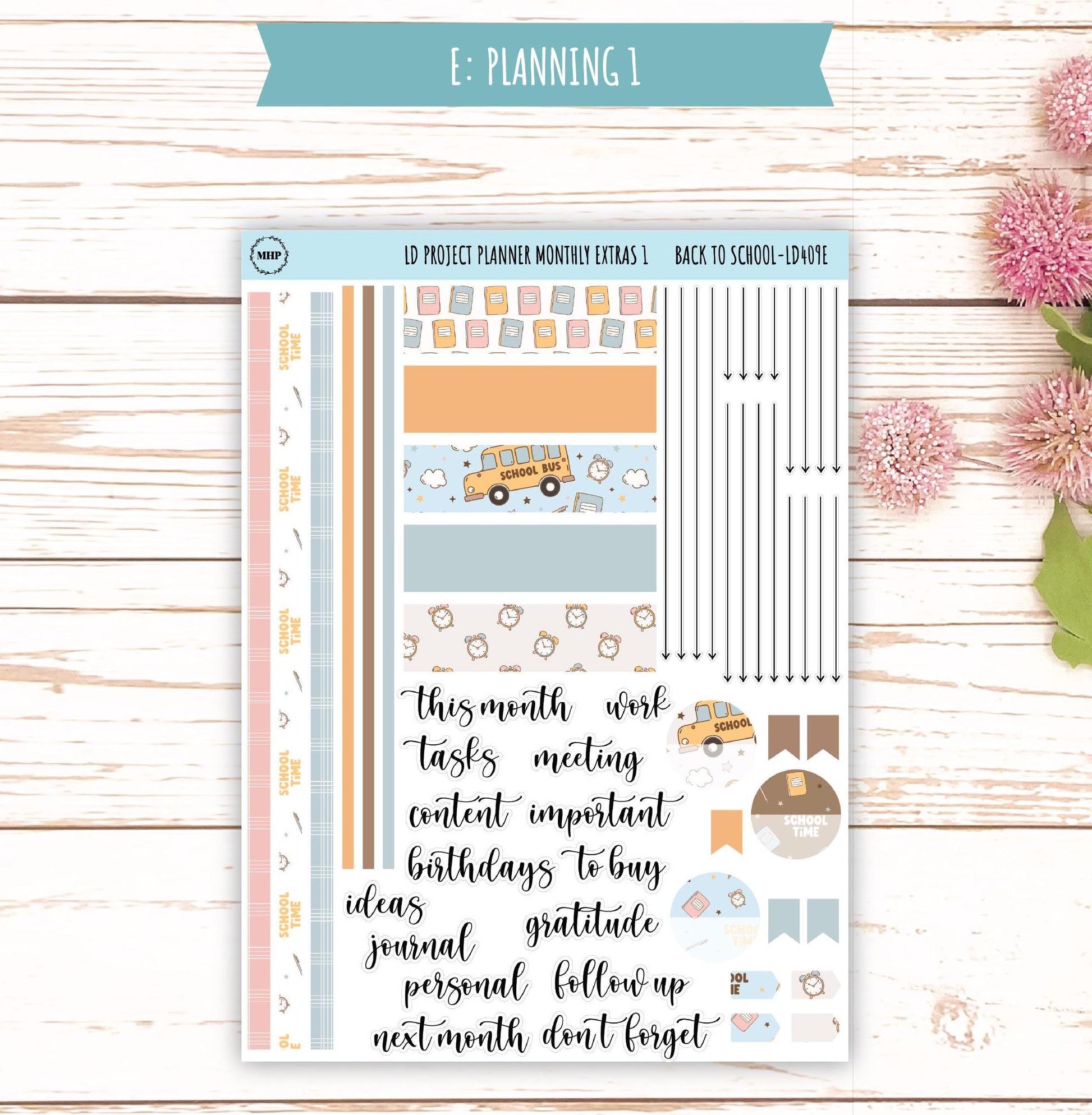 SEPTEMBER Stickers for LD Project Planner "Back to School" || LD409BT