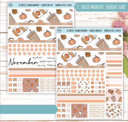 NOVEMBER Stickers for LD Project Planner "Pumpkin Spice" || LD409PS