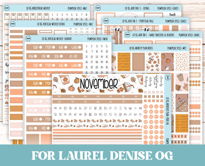NOVEMBER Stickers for OG Laurel Denise Planners. "Pumpkin Spice" || OGPS