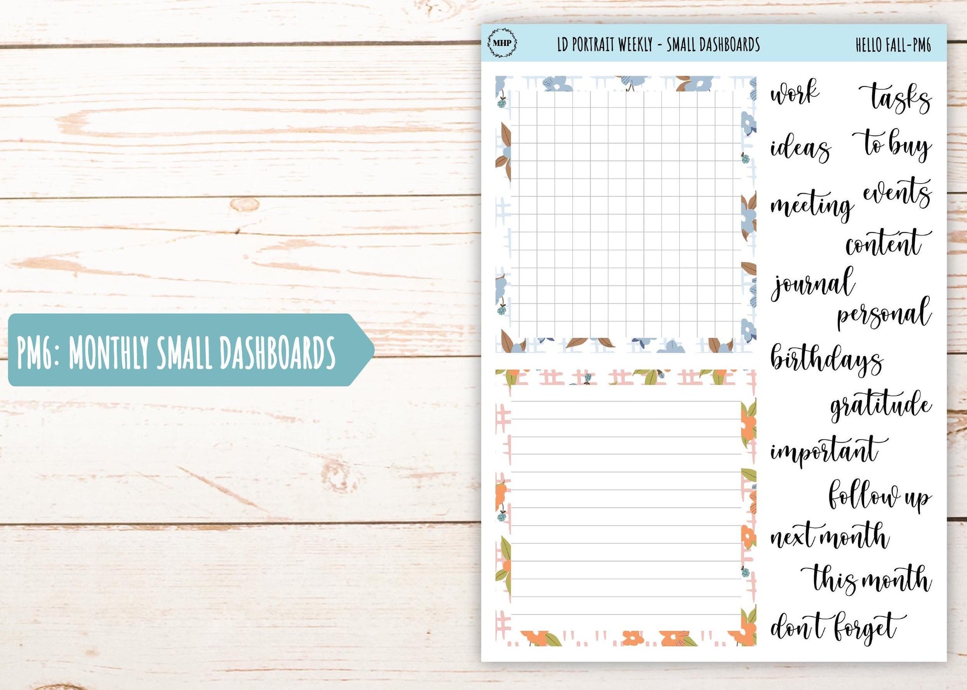 NOVEMBER Stickers for Laurel Denise Portrait Planners. "Hello Fall" || PHF