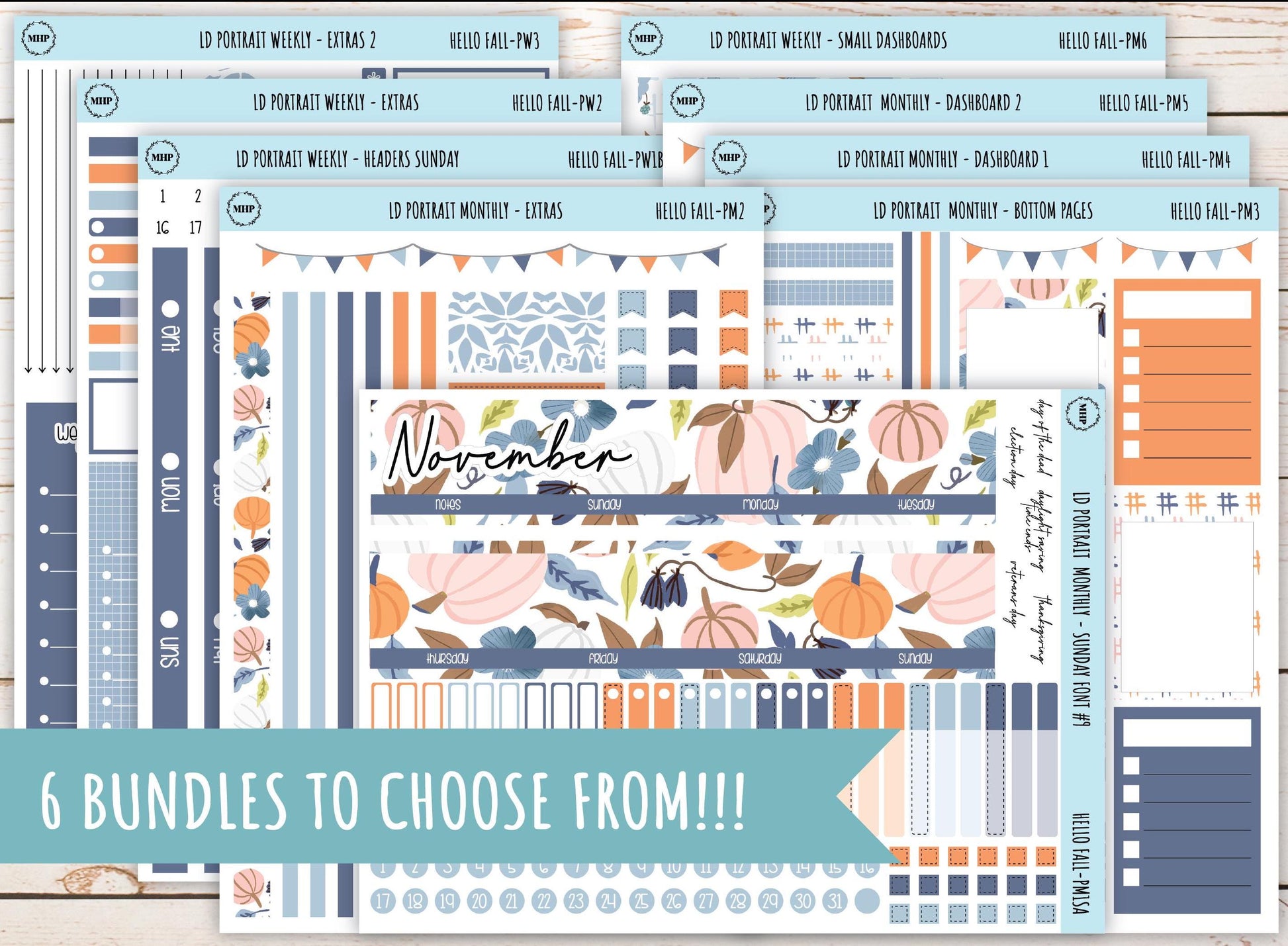 NOVEMBER Stickers for Laurel Denise Portrait Planners. "Hello Fall" || PHF