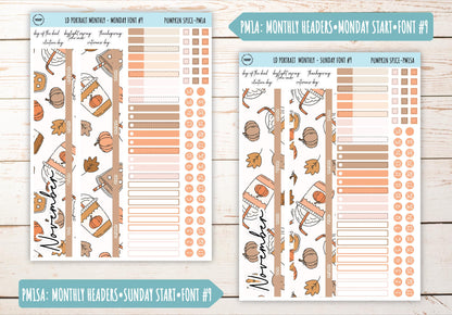 NOVEMBER Stickers for Laurel Denise Portrait Planners. "Pumpkin Spice" || PPS