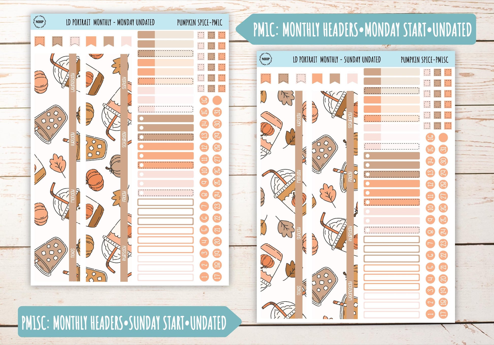NOVEMBER Stickers for Laurel Denise Portrait Planners. "Pumpkin Spice" || PPS