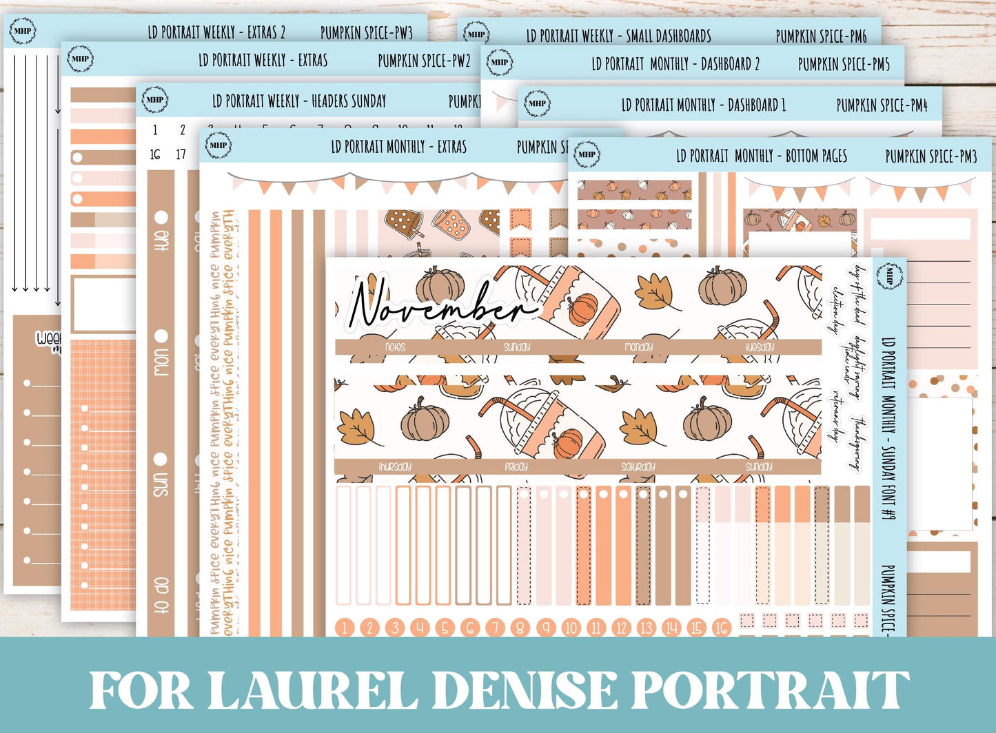 NOVEMBER Stickers for Laurel Denise Portrait Planners. "Pumpkin Spice" || PPS
