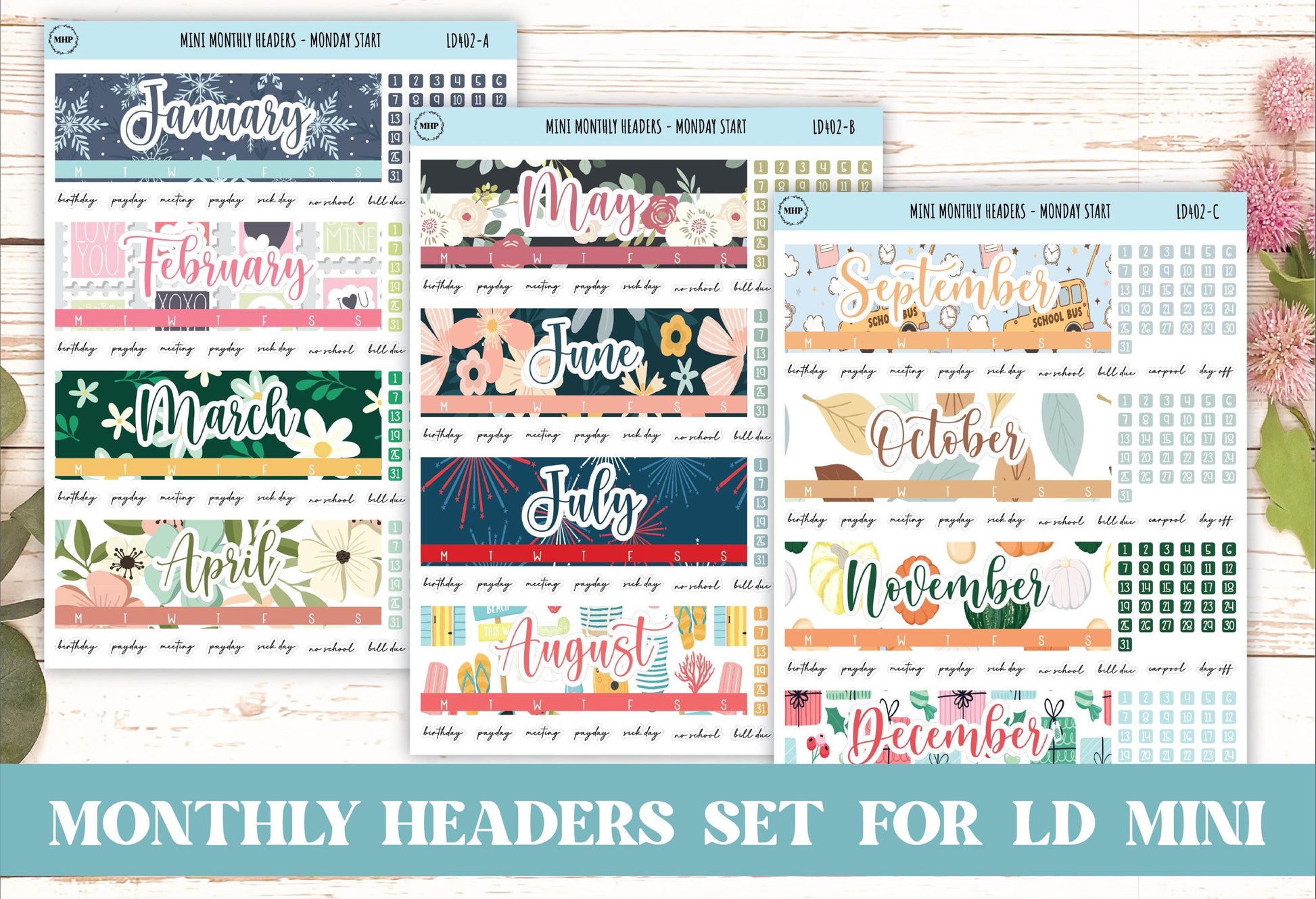 Monthly Headers Set for Laurel Denise MINI || LD402 & LD403