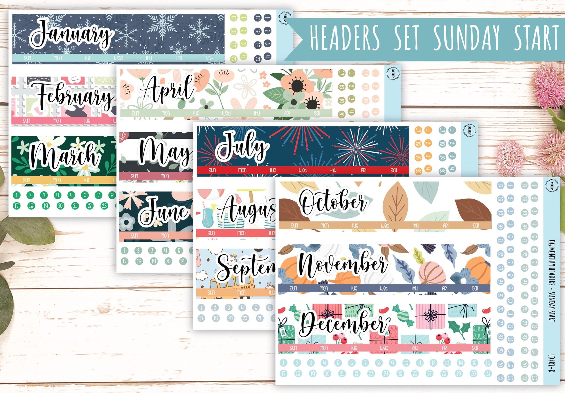 Monthly Headers Set for Laurel Denise ORIGINAL|| LD400 & LD401