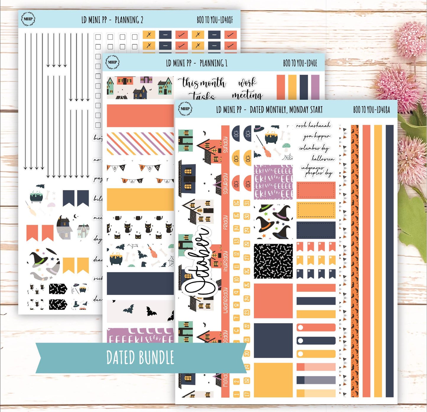 OCTOBER Stickers for LD Mini Project Planner "Boo to You" || LD408BY