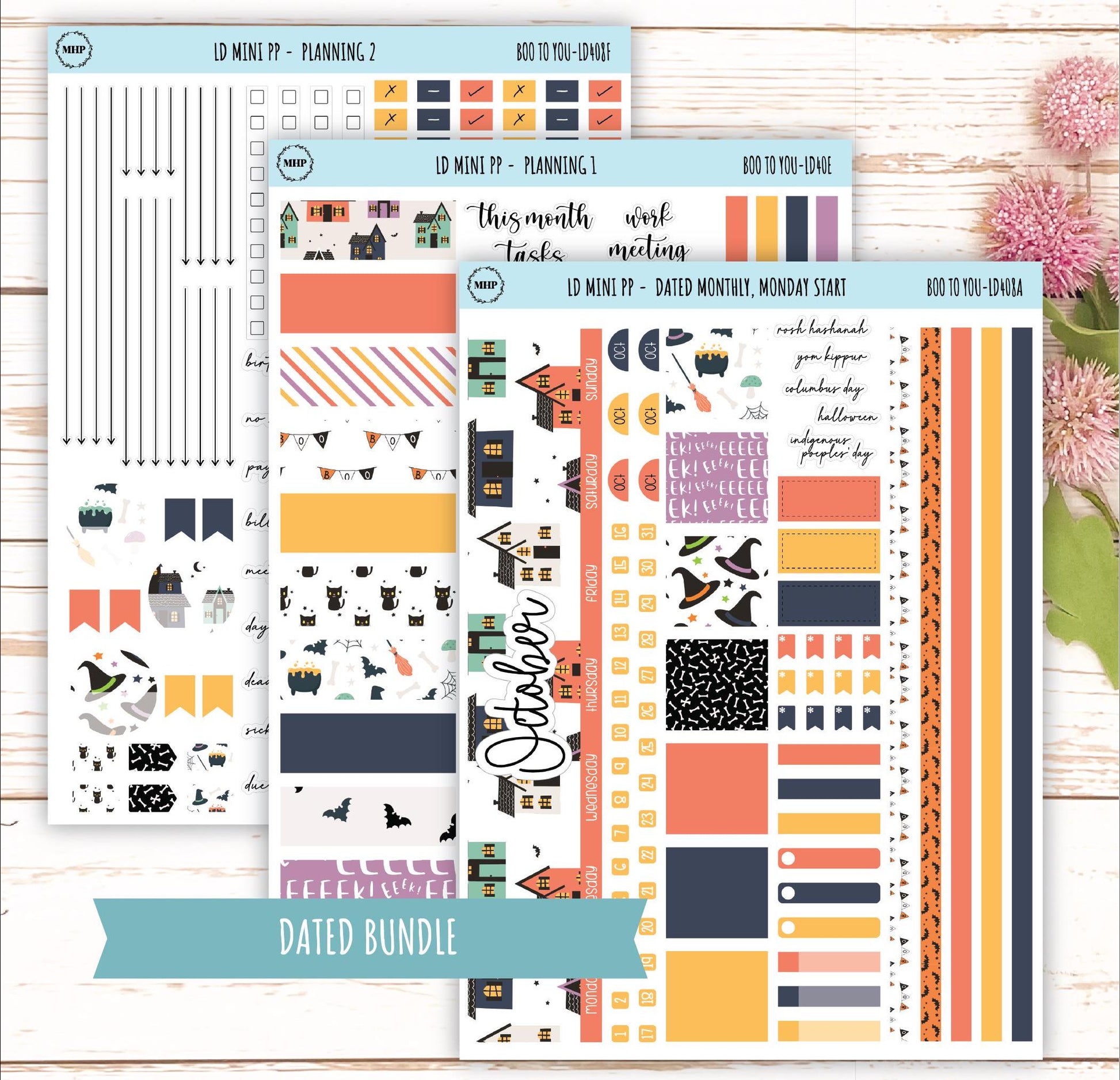 OCTOBER Stickers for LD Mini Project Planner "Boo to You" || LD408BY