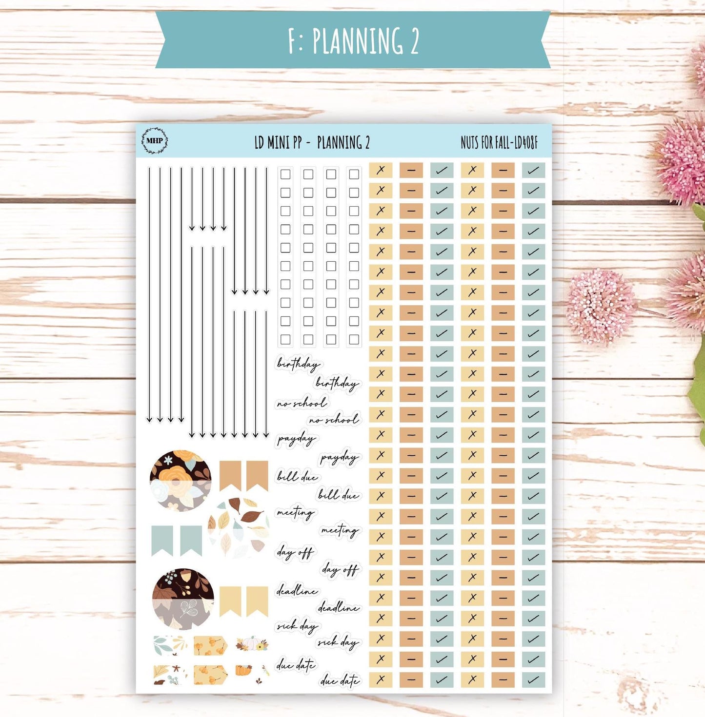 OCTOBER Stickers for LD Mini Project Planner "Nuts for Fall" || LD408NF