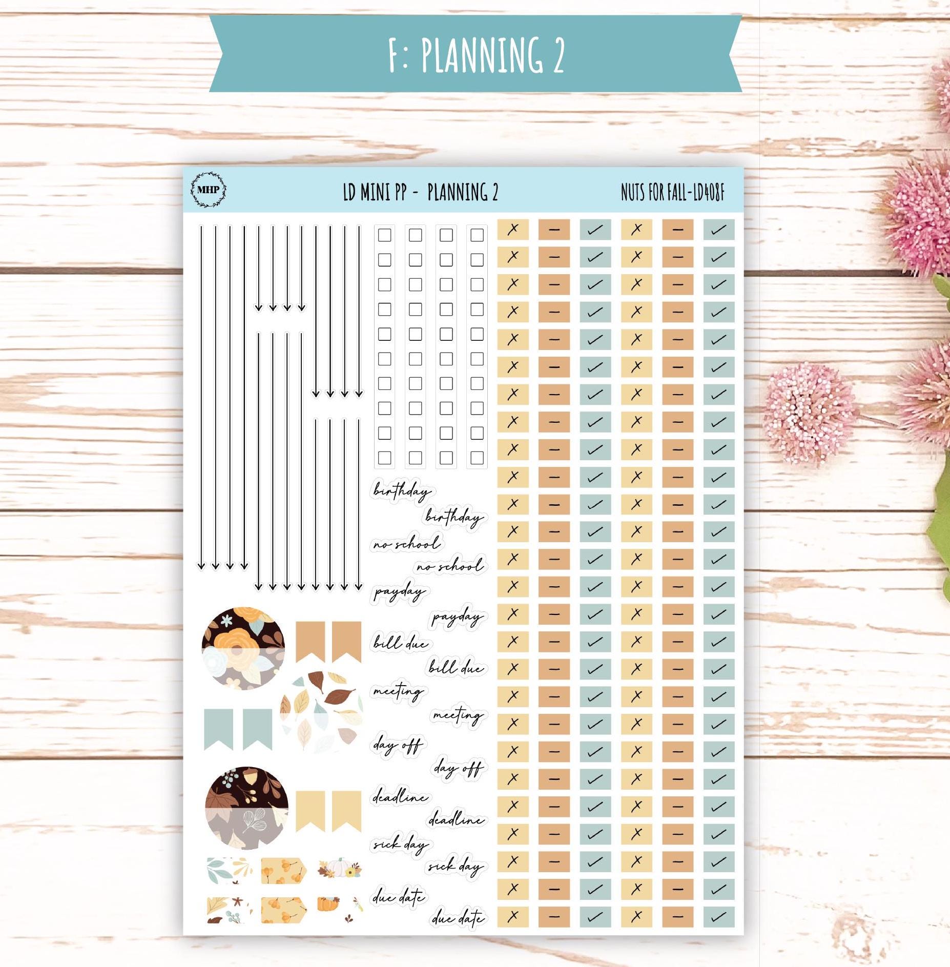 OCTOBER Stickers for LD Mini Project Planner "Nuts for Fall" || LD408NF