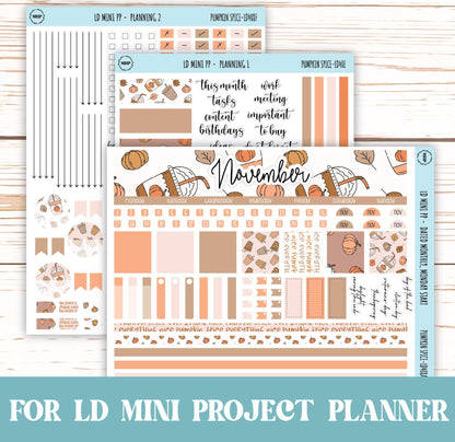 NOVEMBER Stickers for LD Mini Project Planner "Pumpkin Spice" || LD408PS
