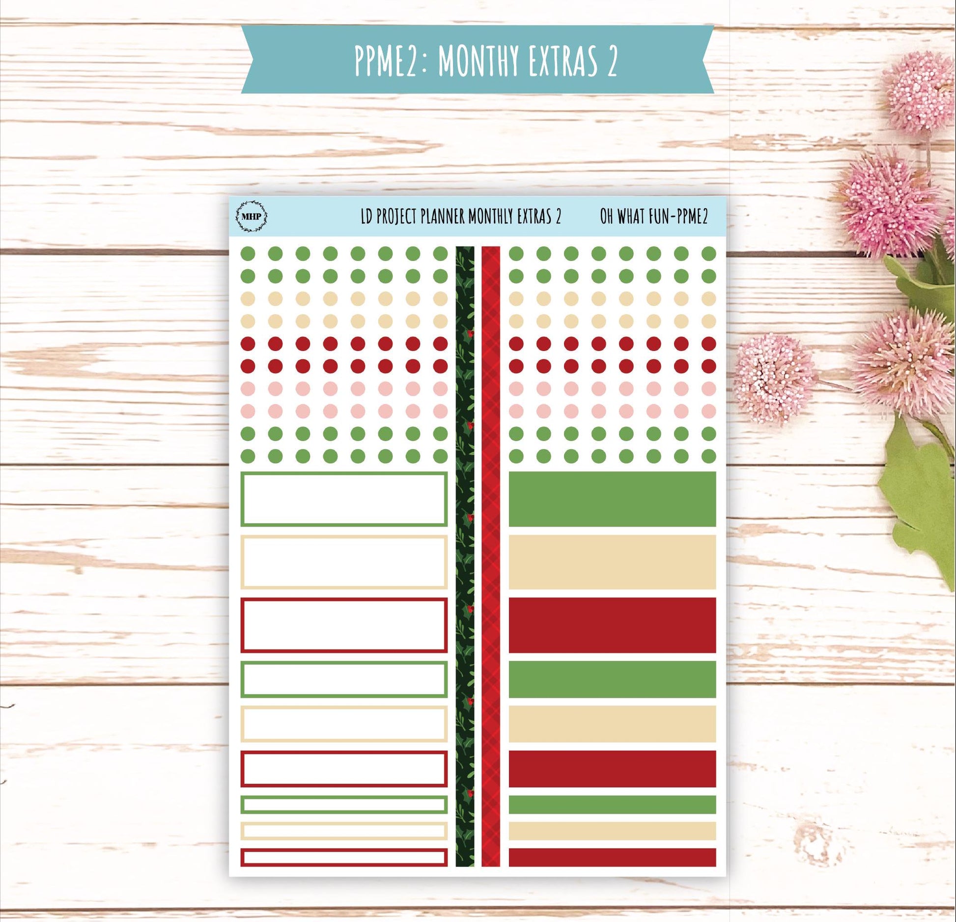 DECEMBER Stickers for LD Project Planner "Oh What Fun" || PPWF